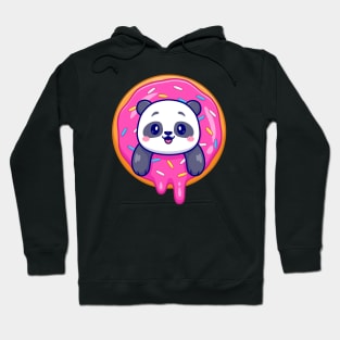 Cute Panda In Doughnut Cartoon Hoodie